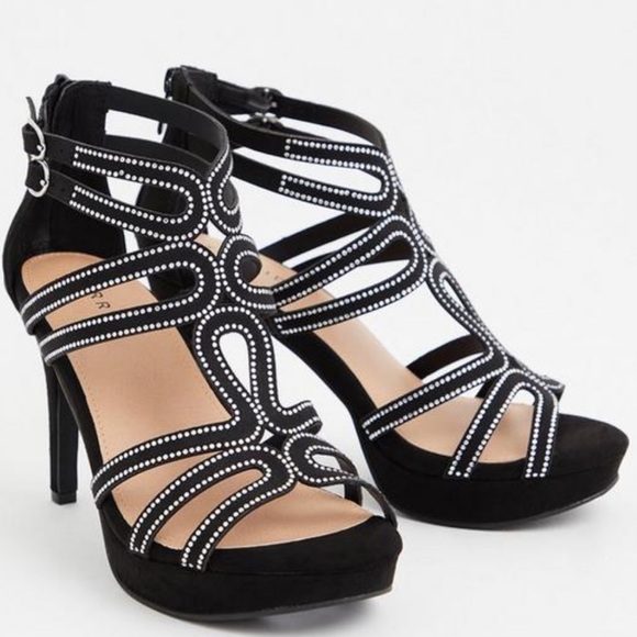 Torrid Black Rhinestone Platform Heels - Picture 1 of 11